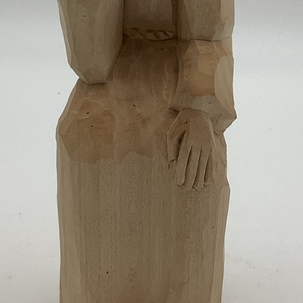Handcrafted Pensive Jesus Wooden Sculpture - Picture 3 of 12